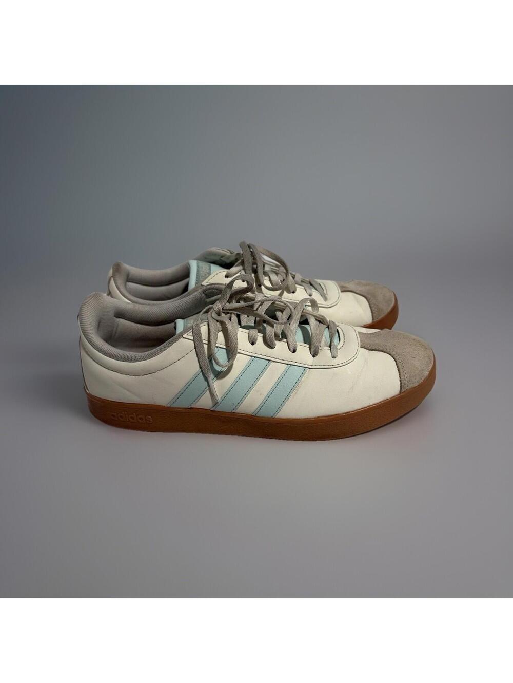Size 9.5 - adidas VL Court Classic Off White Wonder Blue